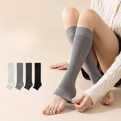 Sock Pile Socks for Women, Spring and Autumn Half Foot Pedal, Solid Color Cotton Socks for Autumn and Winter, Calf Socks, Long Stockings