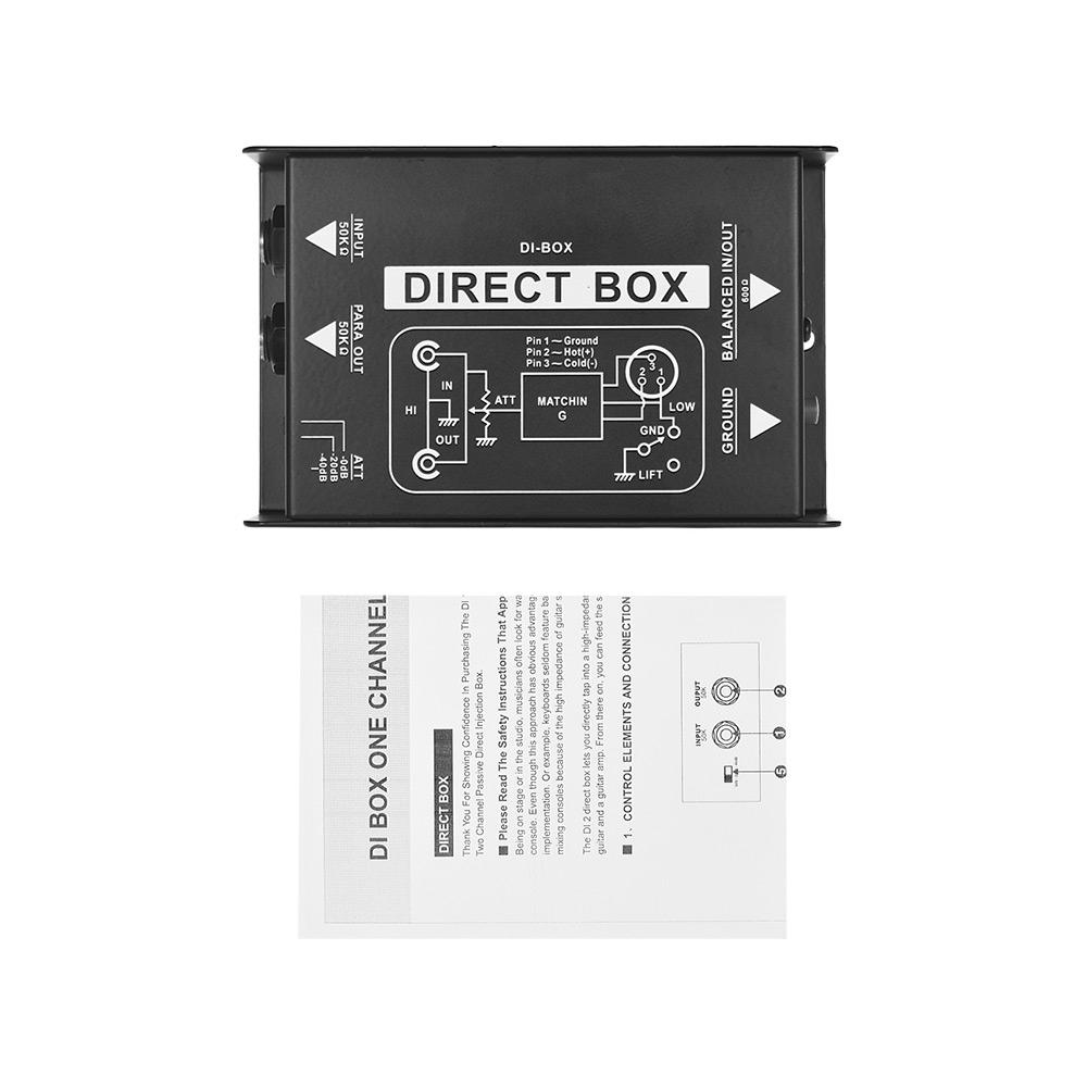 Professional Single Channel Passive DI Box Direct Injection Audio Box Balanced & Unbalance Signal Converter with XLR