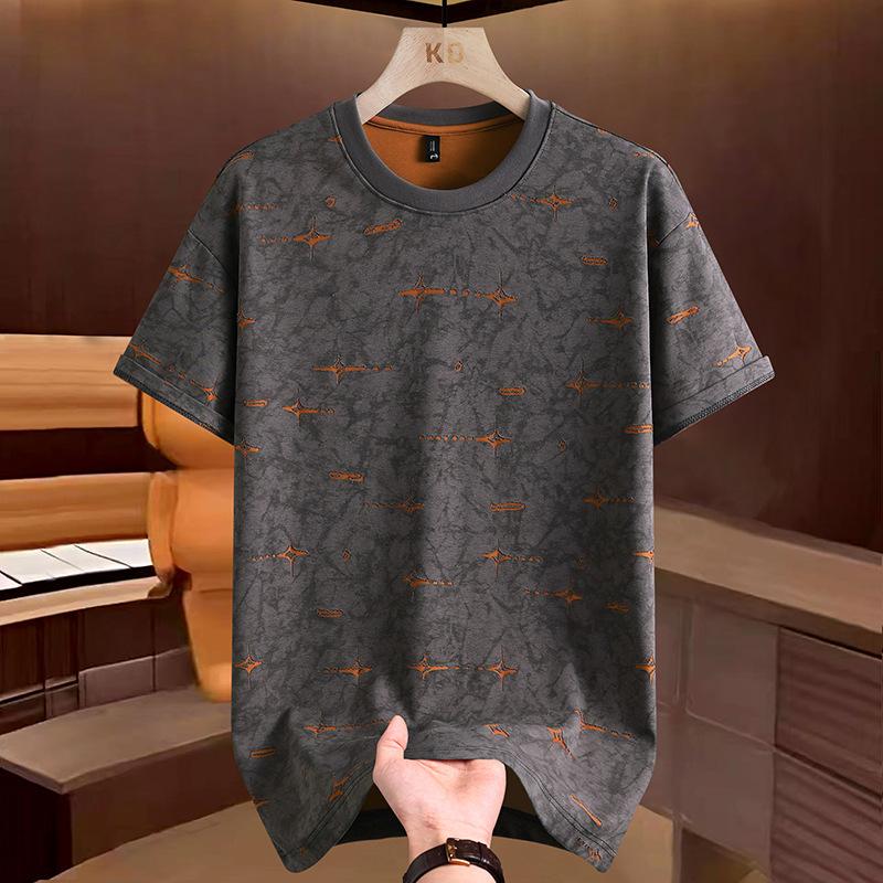 Men s Short Sleeve Summer Printed Crew Neck Versatile Top M