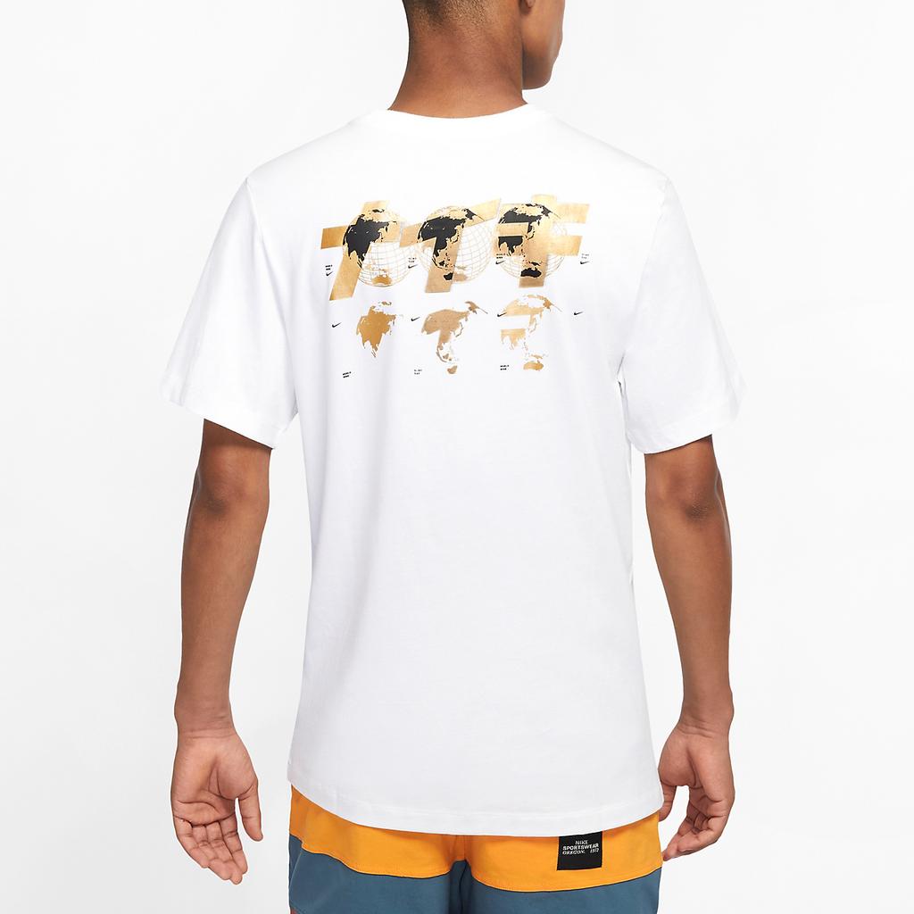 Nike Tricou Sport Casual cu Mânecă Scurtă și Gât Rotund cu Imprimeu Logo Bărbați Topuri Alb DC9194-107