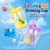 550ml Sippy Tumbler with Straw Coffee Cup Multi-functional Double Drinking Cup  Coffee Juice Milk
