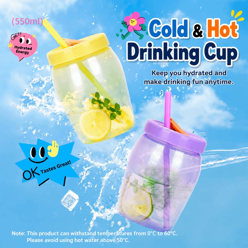 550ml Sippy Tumbler with Straw Coffee Cup Multi-functional Double Drinking Cup  Coffee Juice Milk