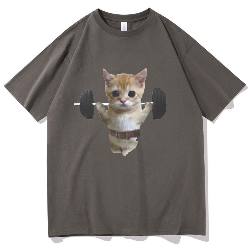 Gym Cat Sam Sulek Funny T Shirts Unisex Women Cute Kawaii Fitness Pump Cover Tshirt Male Oversized Pure Cotton Tshirt Short Sleeve