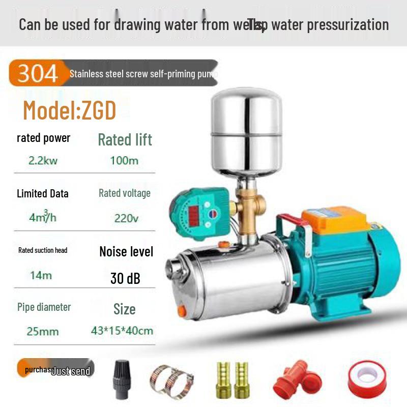 Bomba de Poço Autoescorvante de Aço Inoxidável: Bomba de Pressão de Água Automática com Alto Poder de Sucção