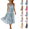 Damen Sommer Mode Bedrucktes Tasche Verstellbarer Schultergurt Bohemian Freizeit Strand Resort Trägerkleid