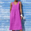 Summer Boho Dress Women Casual Cotton Linen Sleeveless Large Size Holiday Fashion Spring Dress