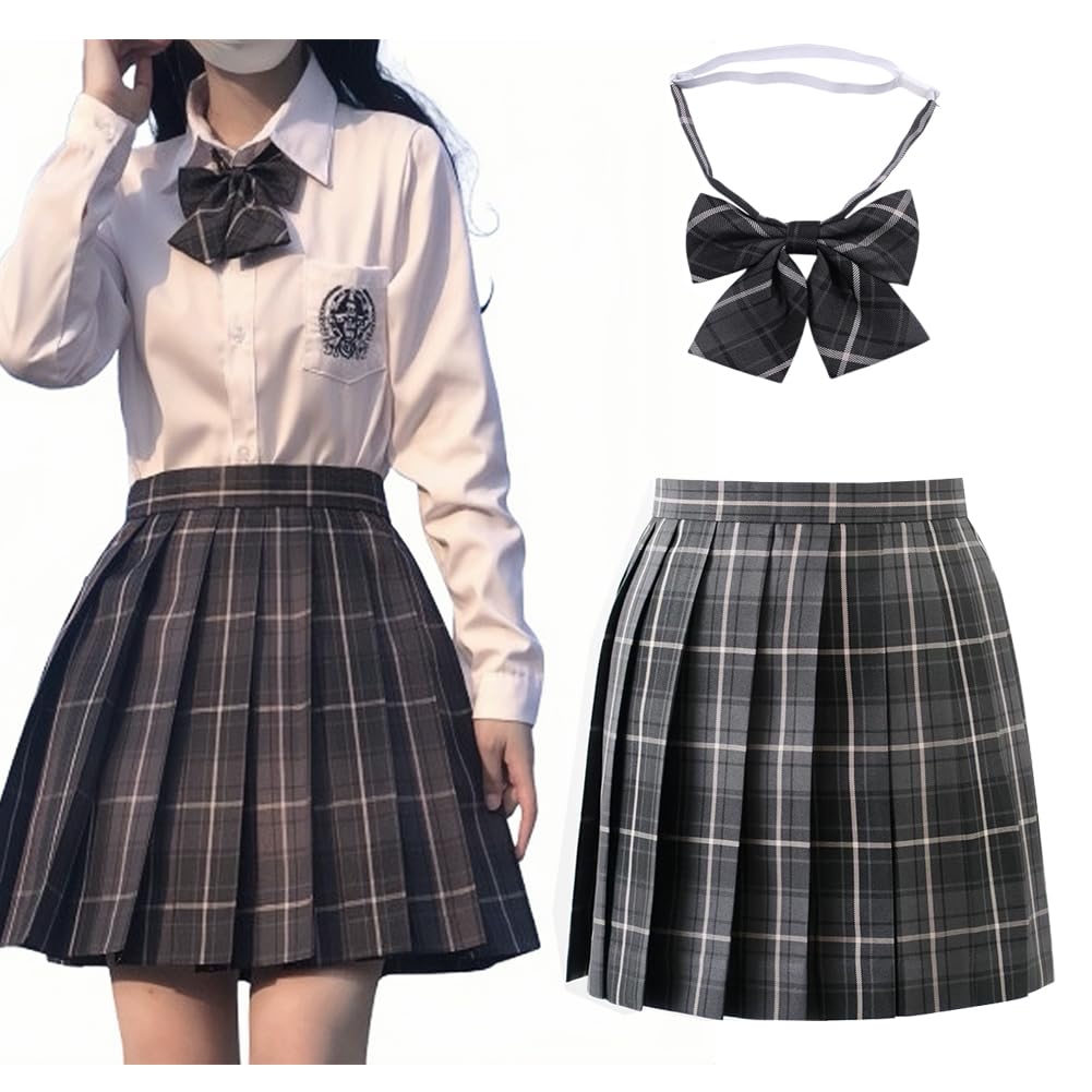 Limspace Uniform Pleated Checkered Mini Skirt with Matching Cute for High School Cultural School Amusement Everyday Mini Short Skirt Skirt, Skirt,