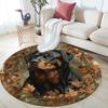 Rottweiler and leaves pattern round rug,Carpet Rug for Living Room Bedroom  Playroom ,Non-slip Floor Mat,Holiday Gifts and Birthday Gifts.