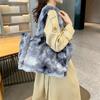 New large-capacity fashion tote bag plush contrasting color simple shoulder underarm bag handbag winter