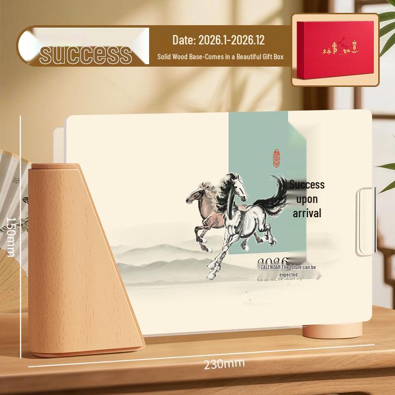 

2026 High-End Solid Wood & Acrylic Desk Calendar with Custom Logo and Gift Box 2026 Edition
