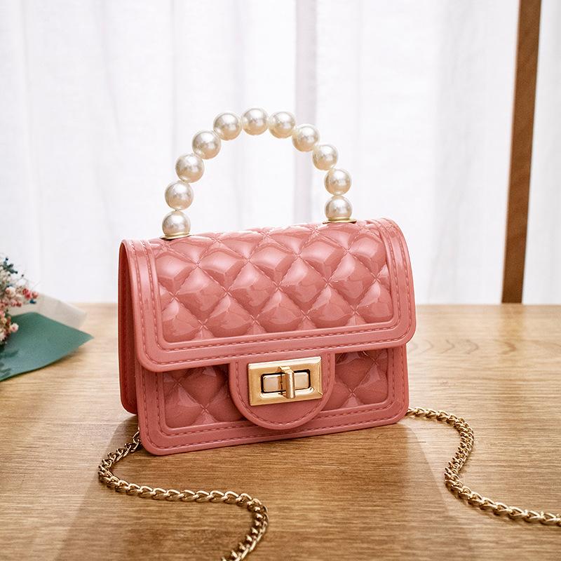 Violet Chicly Pearl Portable Chain Sweet Simple Female Wallets New Fashion One Shoulder Diagonal Straddle Bag Wallets for Women