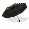 Colorful Spiral Patterned Stained Glass Window Panel Umbrella, Cute Umbrella with Cute Design, Portable 3-Fold Compact Umbrella for Men & Women, Valen