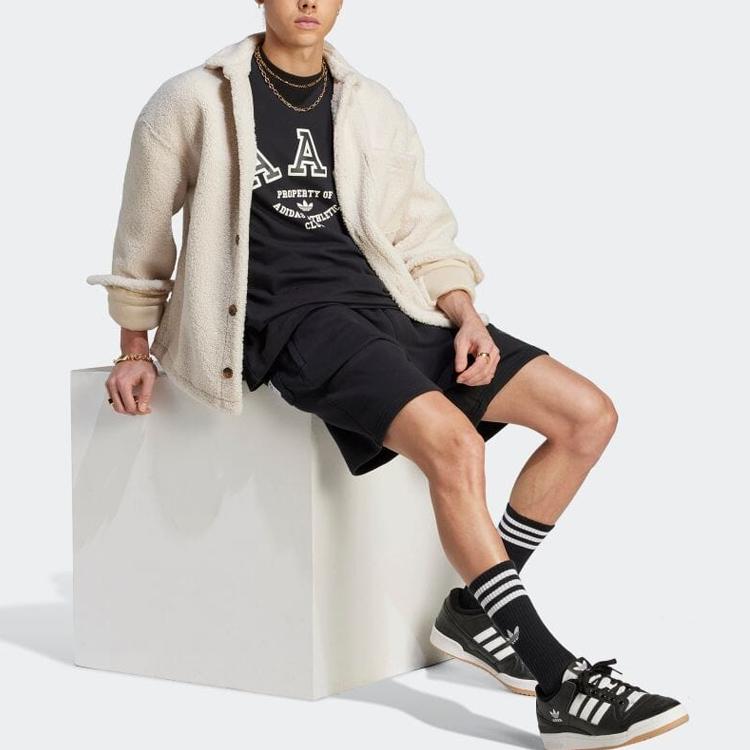 Adidas Originals Alphabet Print Round Neck Short Sleeve T-Shirt Men Tops Black HZ0711