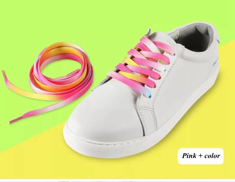 Colorful Flat Shoelaces Candy Gradient Rainbow Shoelace Kids Adult  Canvas Shoe Laces Camping Boots Silk Party Shoestring 1 Pair