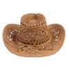 Fashion Hollowed Jazz Hat Handmade Cowboy Straw Hat Women Men Summer Outdoor Travel Beach Hats Unisex Solid Western Sunshade Cap