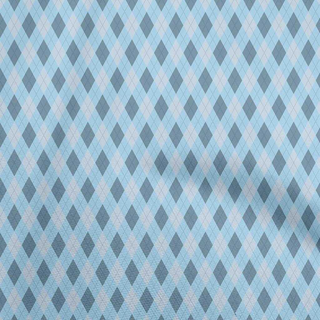 oneOone Cotton Flex Dark Teal Blue Fabric Check Argyle Dress Material Fabric Print Fabric By The Yard 40 Inch