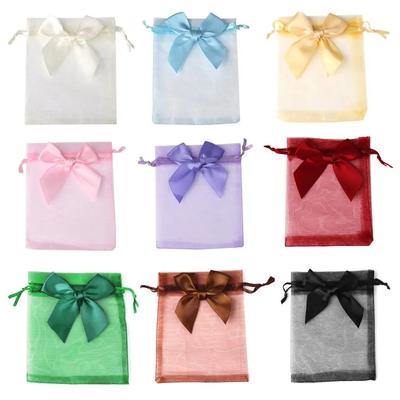 20pcs/lot New Organza Gift Bag Bowknot Christmas Party Wedding Candy Bags Exquisite Jewelry Packing Drawstring Pouch