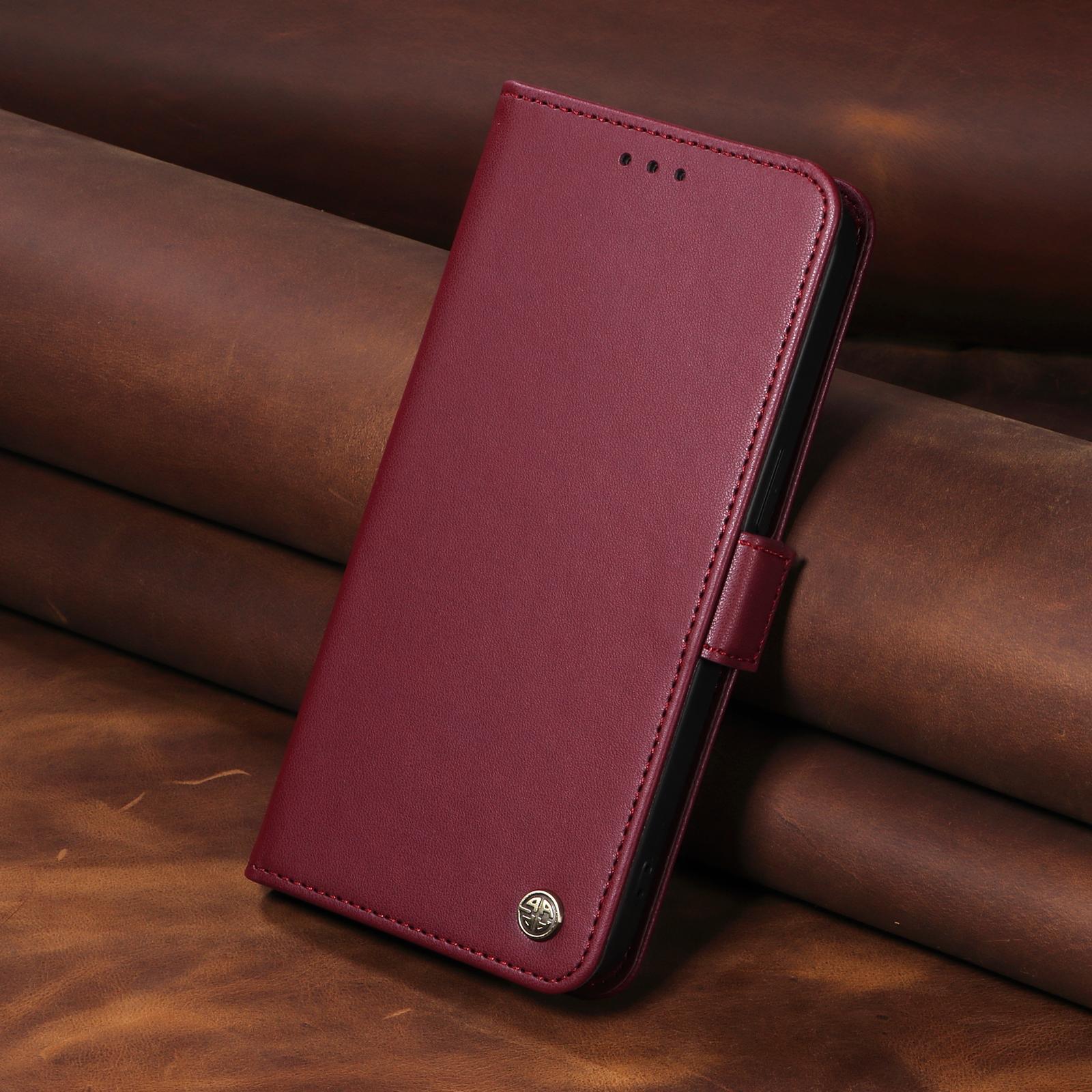 

TPU Leather Phone Case for Samsung Galaxy A12 A13 A22 A23 A24 A25 A32 A34 A54 Z Flip 6 Stand Cratch-resistant Drop-proof Cover Galaxy A03 вина червоного кольору