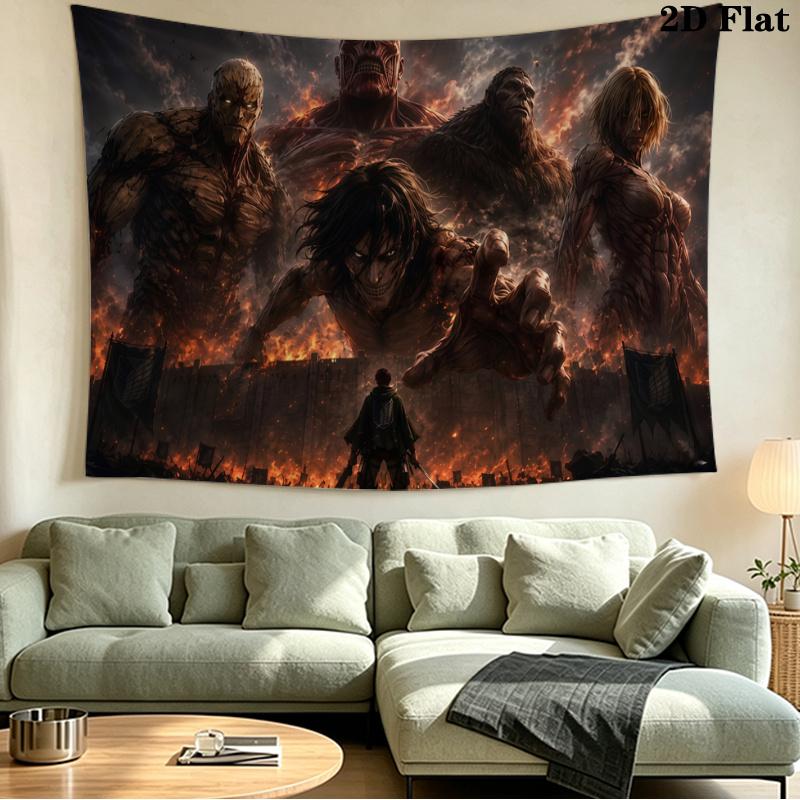 Anime Attack-on-Titan Wall Tapestry Aesthetic Wall Hanging Printed Fabric Blanket Decorative Tapestries for Bedroom Living Room Home Decor