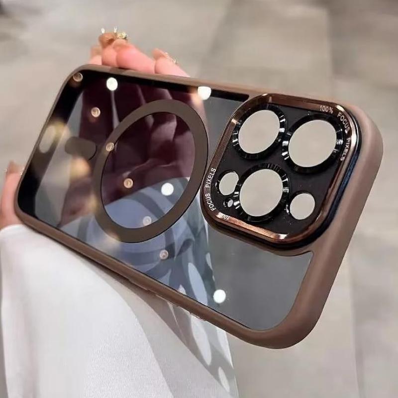 Luxury Magnetic Metal Lens Bumper Protection Case For iPhone 17 16 15 14 13 12 11 Pro Max Plus Wireless Charge Hard Clear Cover