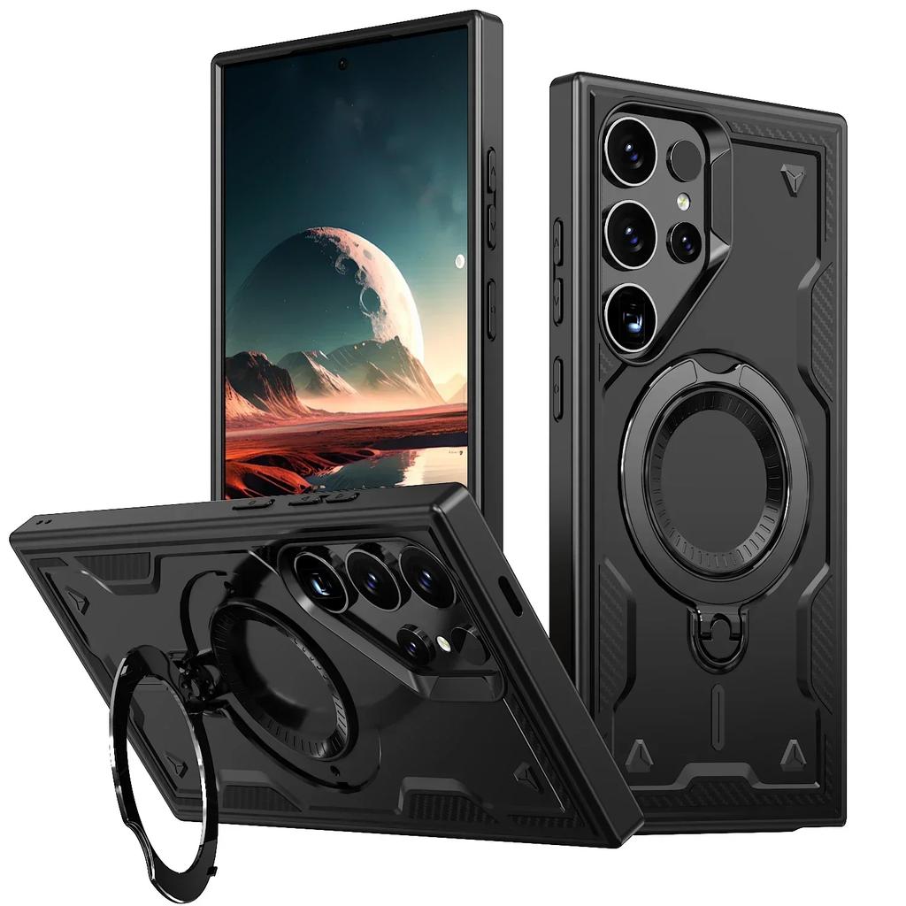 Hülle für Samsung Galaxy S25 S24 S23 Ultra Plus A56 A36 A26 A26 A16 Magnetische Kabellose Ladung 360° Drehbarer Ständer Stoßfeste Hülle