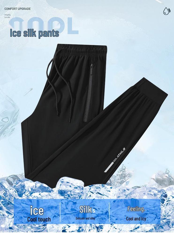 Summer Ice Silk Quick-Dry Plus Size Joggers - High Stretch, Silky Cool, Trendy Straight Leg Sports Pants