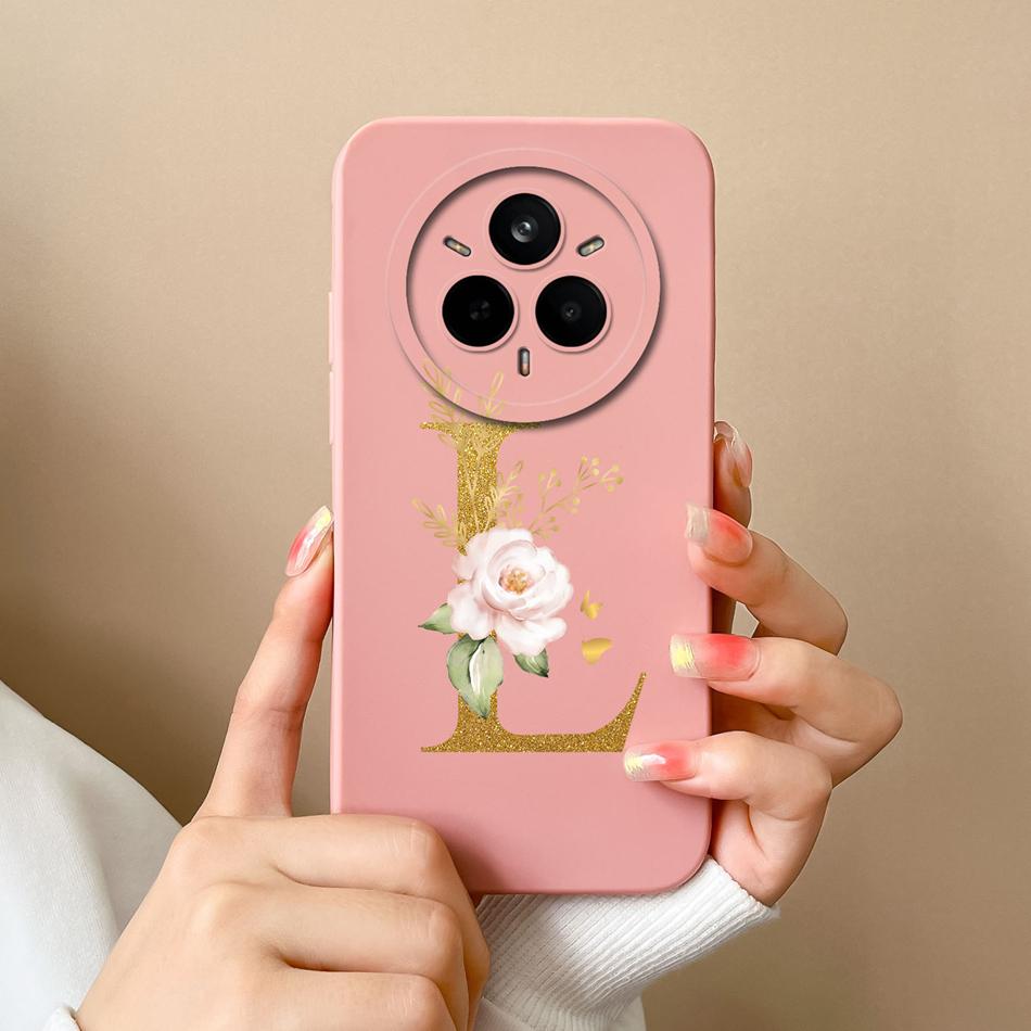 For Realme 14 Pro Plus Case Simple Letters Cover Soft Premium Liquid Silicone Funda Anti Drop Full Protection Phone Back Housing