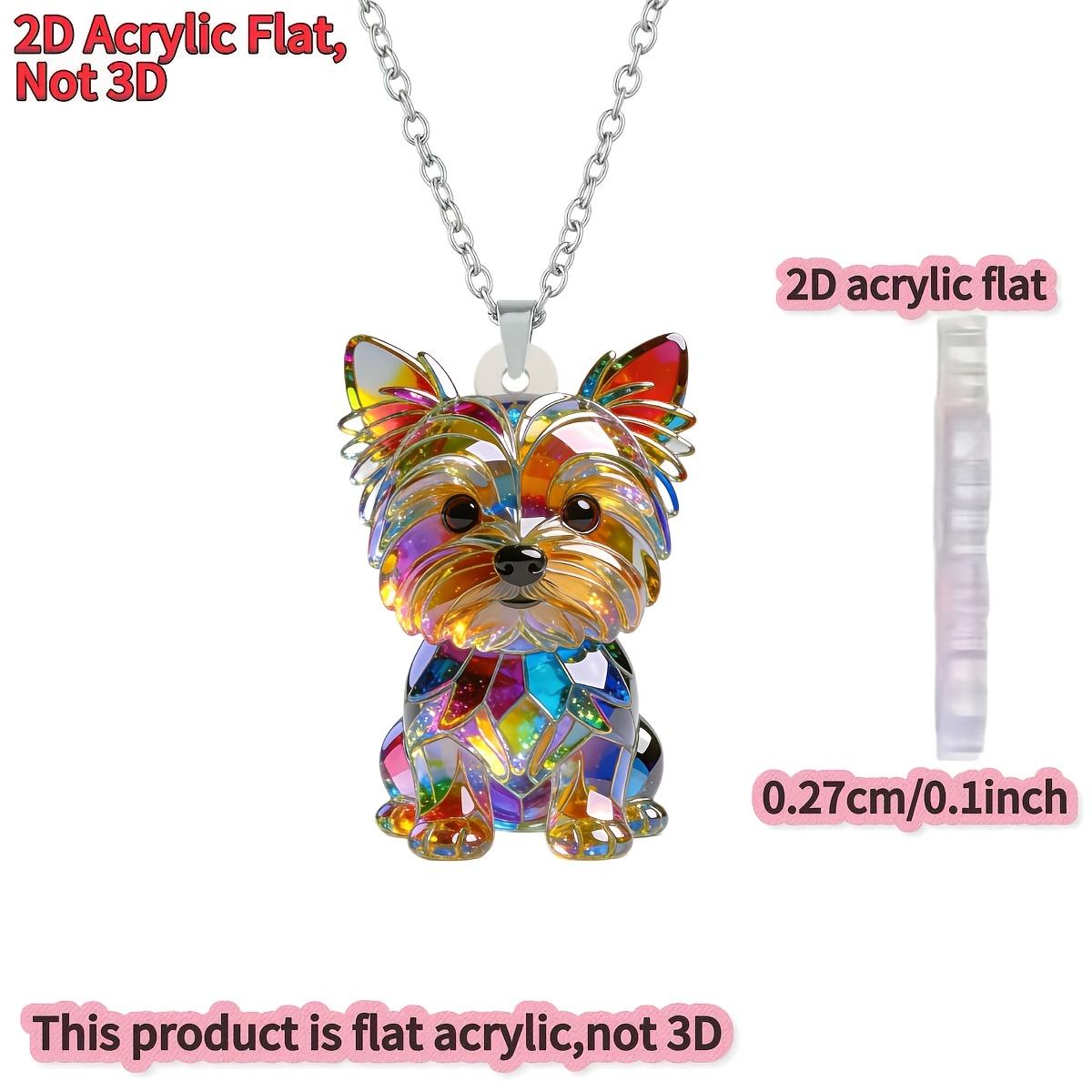 

2D acrylic Yorkshire dog pendant necklace, trendy Y-shape sweater chain. Ideal holiday and birthday gift for women. yorkshire terrier
