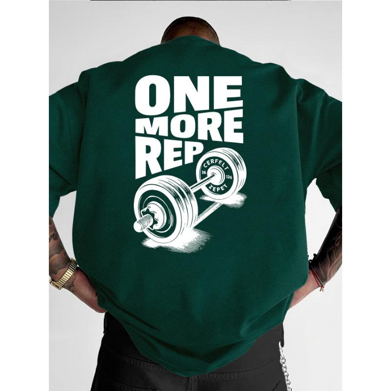 Men's T-Shirt Vintage Funny Gym Workout ONE MORE REP Weightlifting Women Streetwear Cotton Oversized Tees Short Sleeve Loose Top