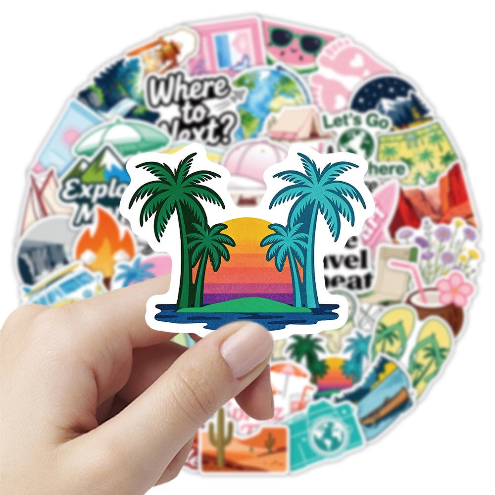10/30/50pcs Aesthetic Outdoor Travel Landscape Stickers Hiking Camping Decals Skateboard Phone Guitar Cartoon Sticker Decoration