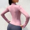 Damski strój do ćwiczeń na siłownię Joga Odzież sportowa z długim rękawem Top Zamek błyskawiczny Kurtka na kciuki Siłownia Shark Bieganie Kolarstwo Odzież sportowa
