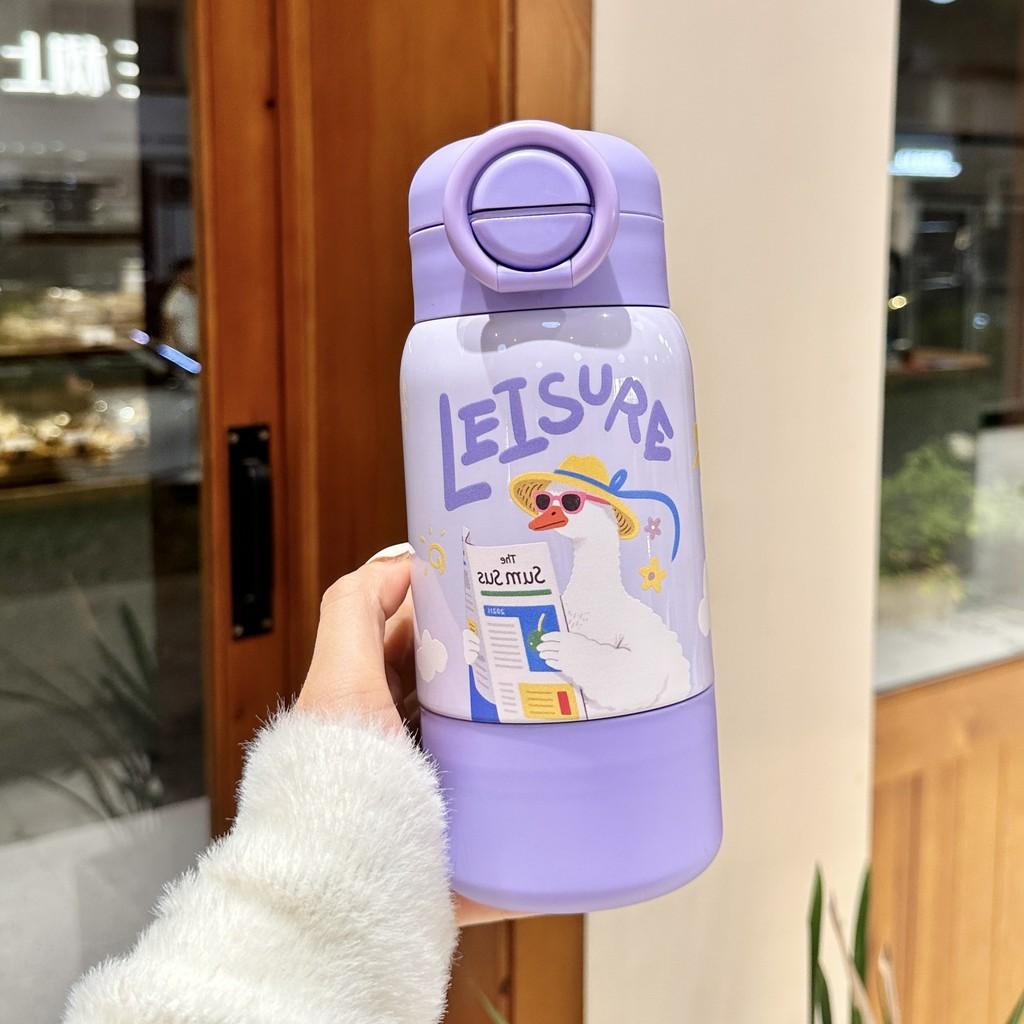 Capybara Kinder Thermosflasche mit Strohhalm und Trageseil für Schule und Reisen