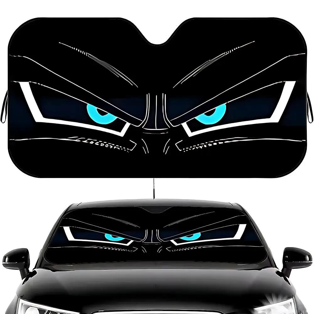 Art C-cartoon Angry Eyes Sun Visor Car Windshield Sun Visor - Foldable Universal Fit UV Block Heat Insulation Sunshade