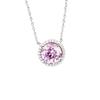 S925 Sterling Silver Diana-Style Pink Sapphire Halo Necklace - Elegant Anniversary Gift for Women