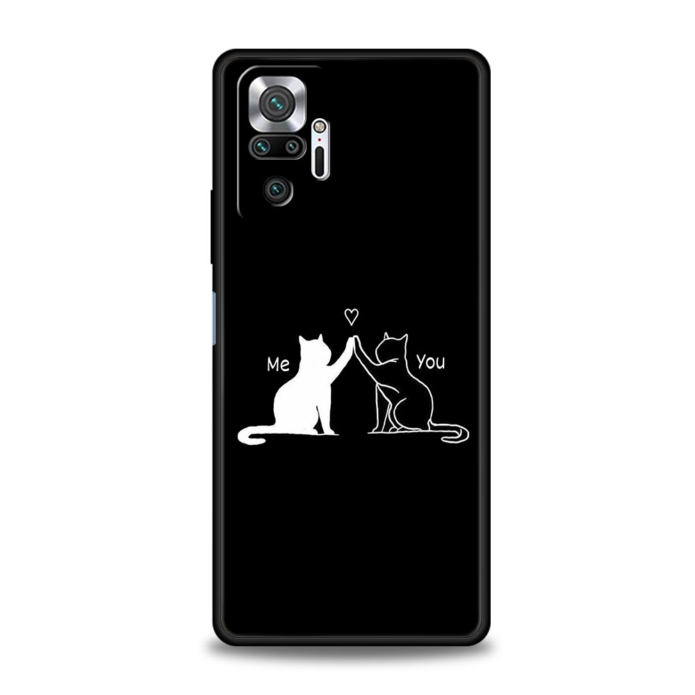 Cat Line Black Cats Phone Case For Xiaomi Redmi Note 14 13 5G 10 11 12 Pro Plus 4G 14C 13C 12C 10C Black Cover