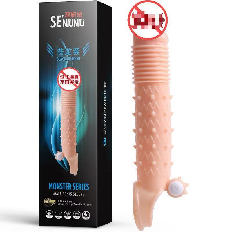 Vibrating Dick Sleeve Penis Enlargement Condoms Reusable Condoms Dildo Enhancer Sleeves Sex Toys For Men Delayed Ejaculation