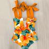 2026 New Sexy One Piece Swimsuit Shoulder Strappy Swimsuit Print Floral Swimwear Women Backless Bathing Suit Beach Wear Monokini