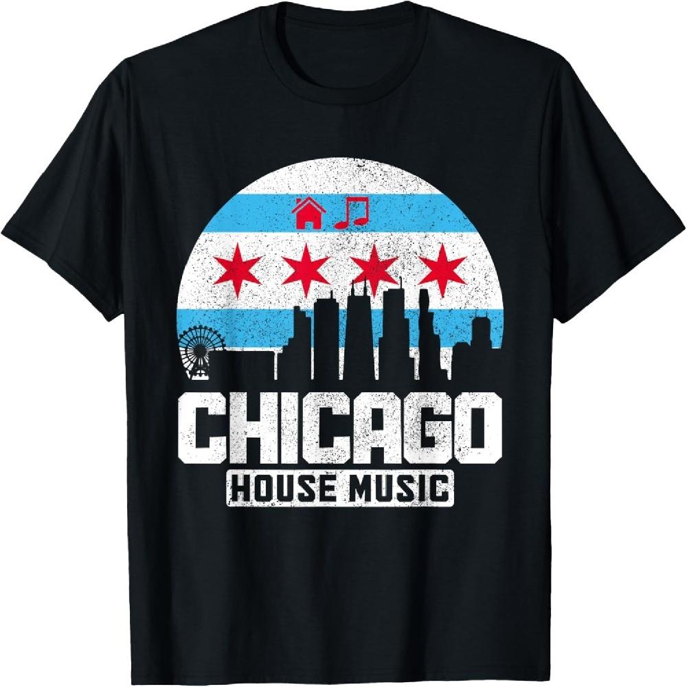 

Chicago House Music Rave Party Vintage Chicago Flag T-Shirt XXXXXL чорний