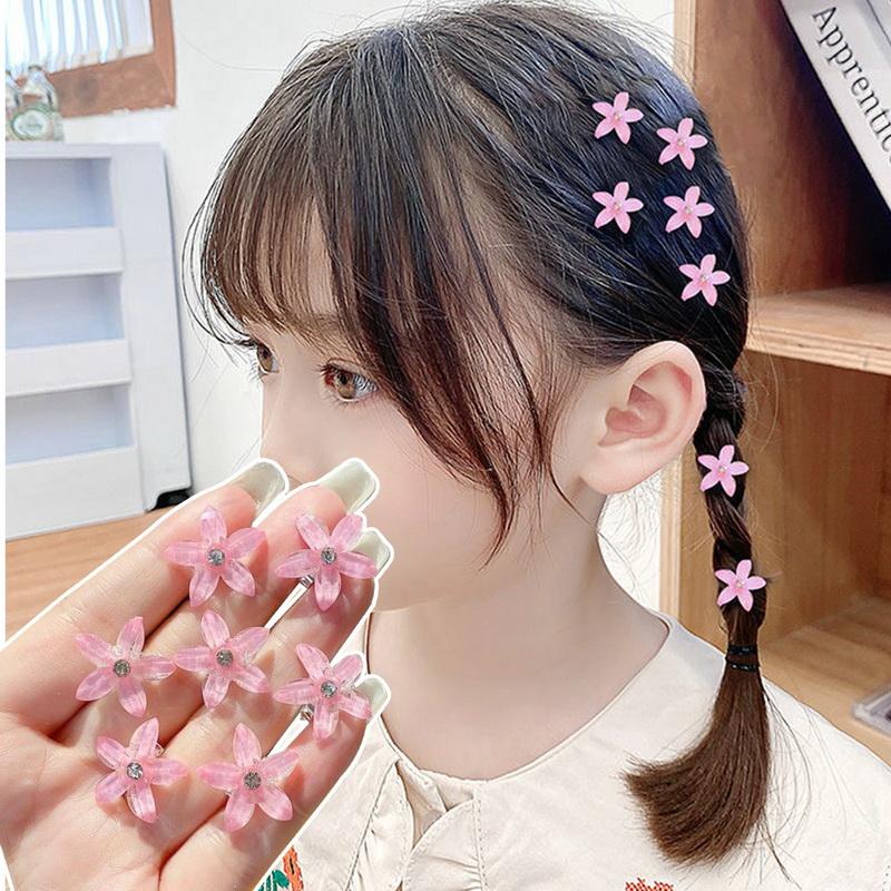 10Pcs/set Flower Hair Clips Rhinestones Girl Hair Claws Kids Fashion Hairpins Sweet Headwear Hair Accessories