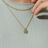 Green Eastern Tomb Natural Stone Necklace With Geometric Pendant For Fashion Casual Wear