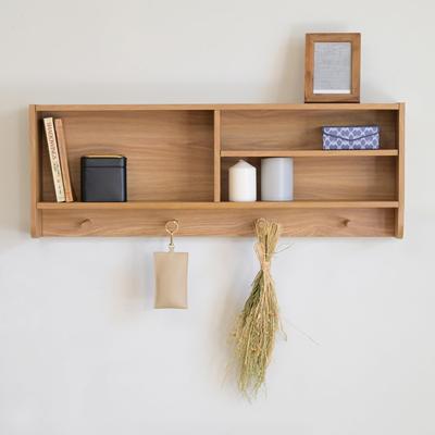 YAMAZEN Wall Rack 80cm Wide Floating Shelf Storage Coat Hangers Key Organizer