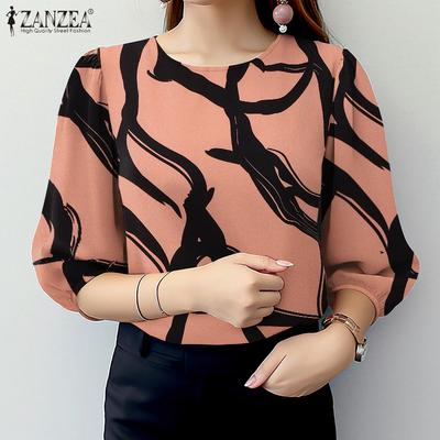 Lässige Bluse mit Rundhalsausschnitt und 3/4-Ärmeln für Damen