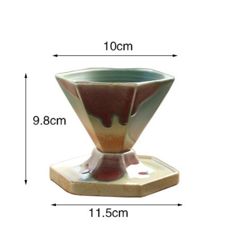 Coarse Pottery Coffee Mug with Base 160ml Rough Pottery Hexagonal Cone Shaped Tea Cup Nordic Retro Coffee Porcelain Cup
