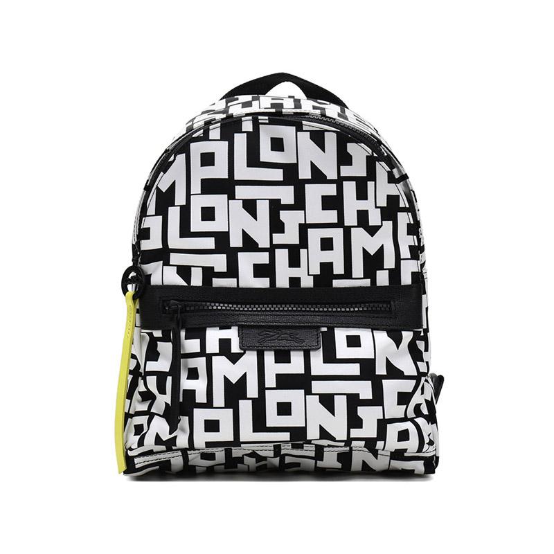 

Longchamp Le Pliage Lgp 26 Letter Print Canvas Backpack Small Women Backpack Black White 1118412067 Black White