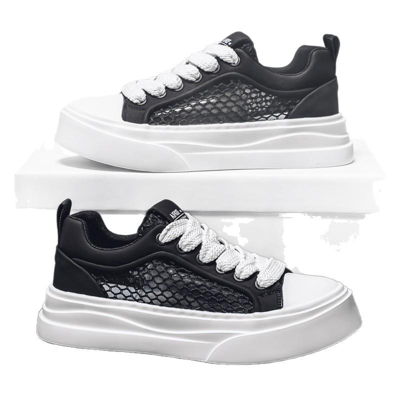 Shoes men's summer new through the net thin thick baseplate shoes fashion versatile casual shoes low-top men
