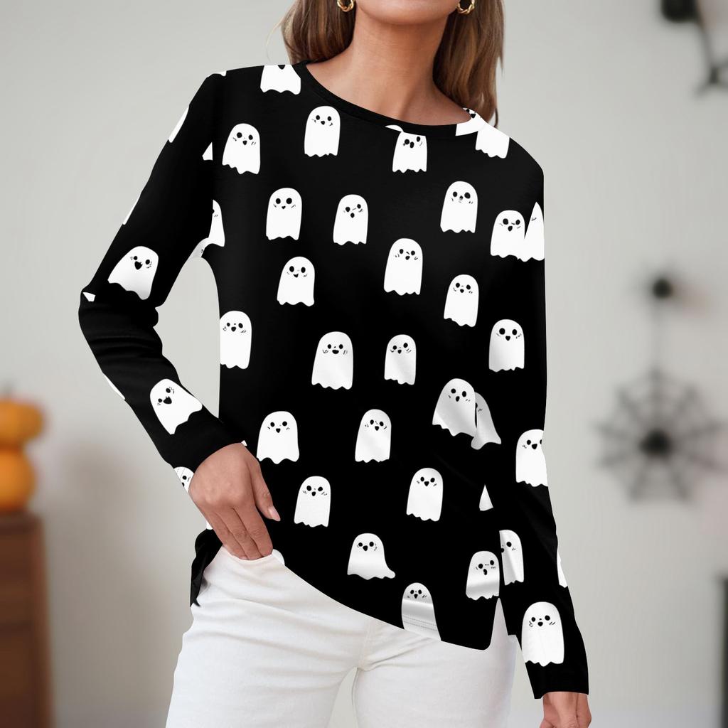 Women's Daily Casual Long-sleeved Printed O-neck Top