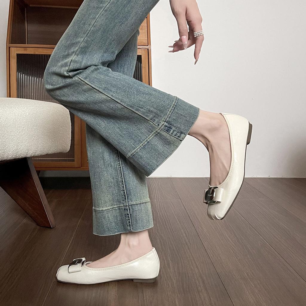 Weiwei girl 1516-20 French temperament silver flat-soled single shoes women's one-pedal light-mouth soft-soled ballet shoes