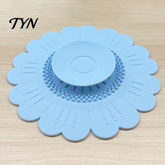 Insect Proof Drain Guard Sunflower Silicone Floor Mat, Bionic Petal Design Anti-Clog Sink Bathroom Strainer Hair Filter, Odor-Proof Drainage Protector