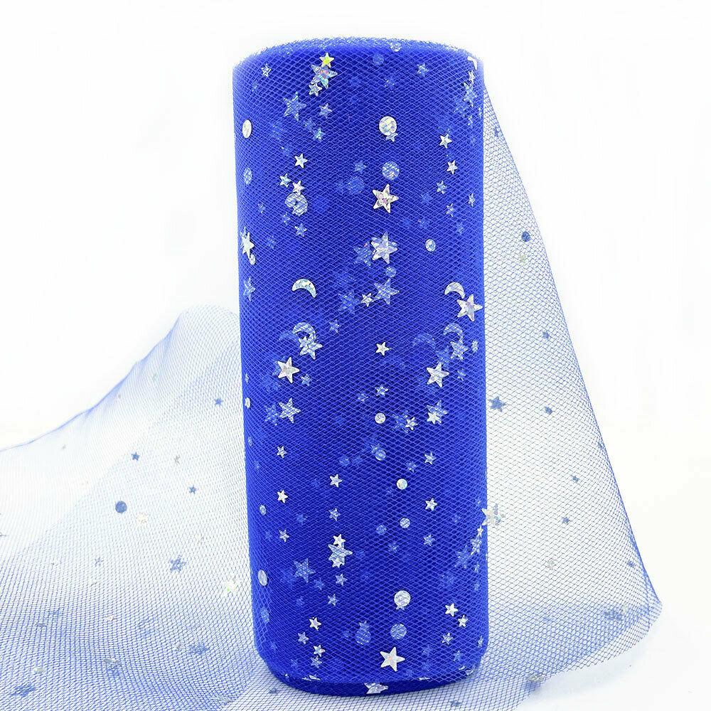 15cm x 10 Yards/Roll Star Moon Tulle Roll Fabric Spool Tutu Wedding Decoration Baby Shower Organza DIY Birthday Party Material