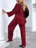 2025 Women's Solid Color Round Neck Linen-Cotton Top & Lace-up Loose Pants Set